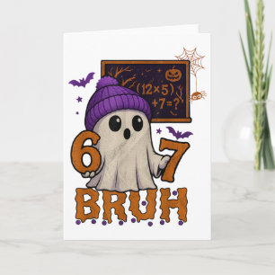 Cartão 67 Professor Fantasma de Halloween Seis Sete Meme