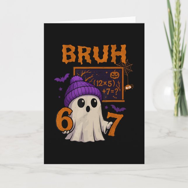 Cartão 67 Professor Fantasma de Halloween Seis Sete Meme  (Frente)