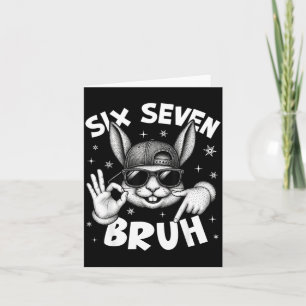 Cartão 67 Seis Sete Bruh Rosto de Coelho Fofo Com Sungles