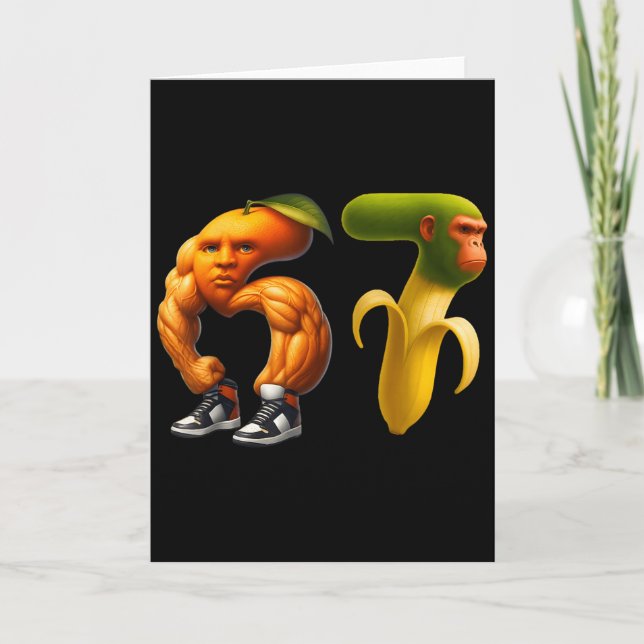 Cartão 67 Seis Sete Casal Combinando Meme Rotação Cerebra (Frente)