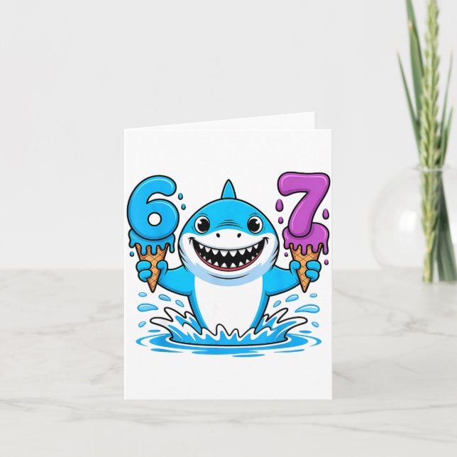 Cartão 67 Shark Six Seven Ice Cream Drip Funny Gen Alpha  (Frente)