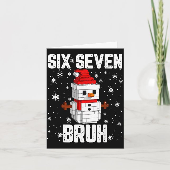 Cartão 67 Six Seven Bruh Boneco de Neve Blocos de Constru (Frente)