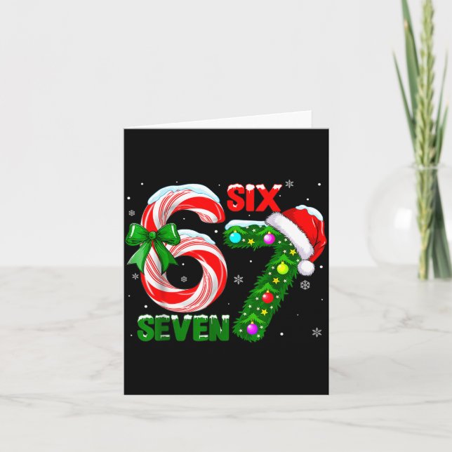 Cartão 67 Six Seven Bruh Funny Christmas 6 7 Meme Men Wom (Frente)