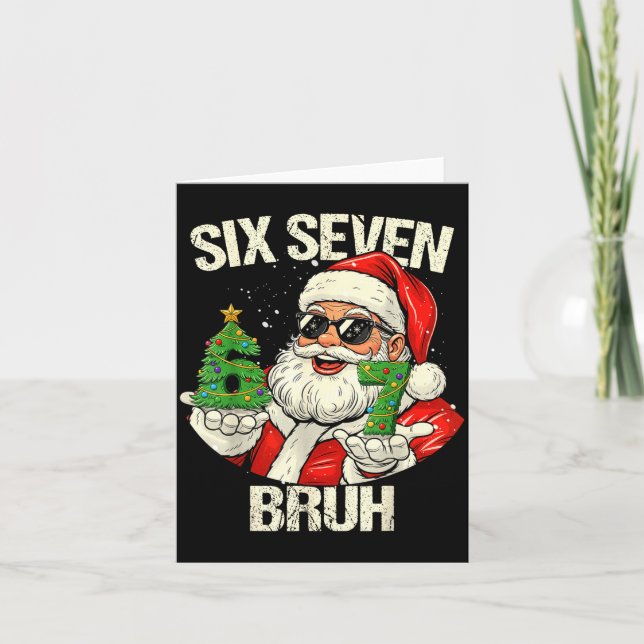 Cartão 67 Six Seven Bruh Funny Santa Christmas 67 Meme Xm (Frente)