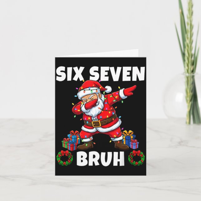 Cartão 67 Six Seven Bruh Santa Dabbing Christmas Funny 6  (Frente)