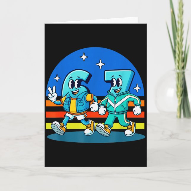 Cartão 67 Six Seven Fun Meme Funny Design Kids School  (Frente)