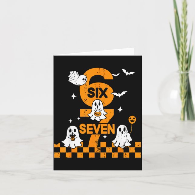 Cartão 67 Six Seven Meme 6 7 Couple Matching Halloween Co (Frente)