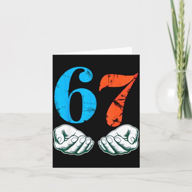 Cartão 67 Six Seven Meme 6 7 Hands  (Frente)