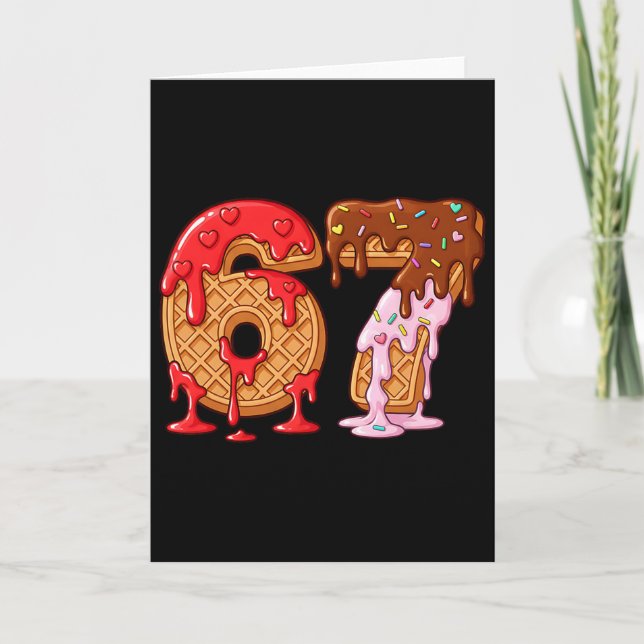 Cartão 67 Sorvete Gota Meme Divertido Seis Sete Dia dos N (Frente)