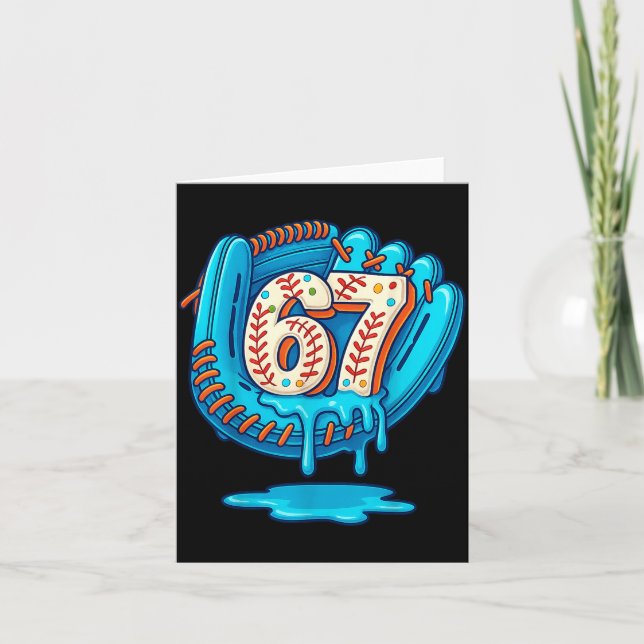 Cartão 67 Sorvete Gotejamento Divertido Seis Sete Beisebo (Frente)