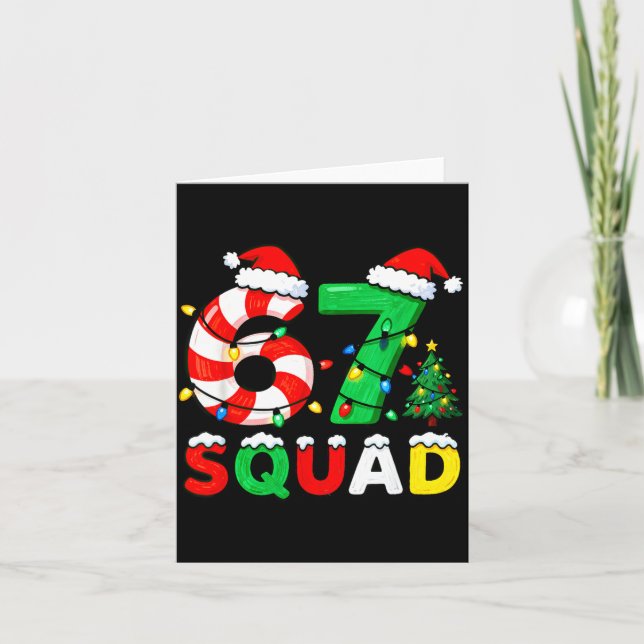 Cartão 67 Squad Christmas Candy Cane Six Seven Meme Xmas  (Frente)