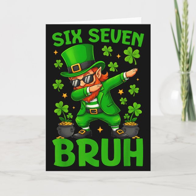 Cartão 67 St Patricks Day Funny Six Seven Meme Leprechaun (Frente)
