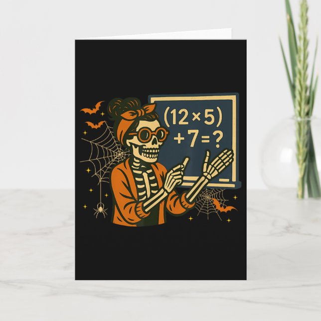 Cartão 67 Teacher Halloween Skeleton Six Seven Meme Math  (Frente)