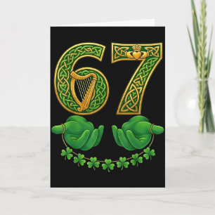 Cartão 67 Trevos de Shamrock Seis Sete Trevos 6-7 St Patr