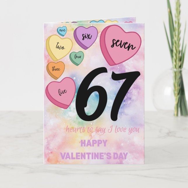 Cartão 67 Watercolor Heart Valetine's Day Card (Frente)