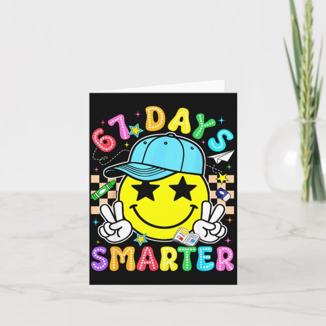 Cartão 67th Day Of School 67 Days Smarter Teacher Boy Gir (Frente)
