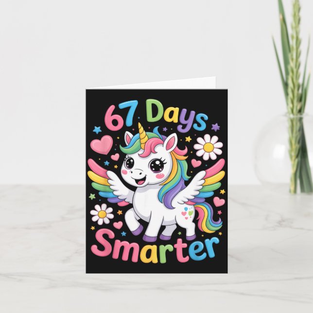 Cartão 67th Day Of School 67 Days Smarter Unicorn Teacher (Frente)
