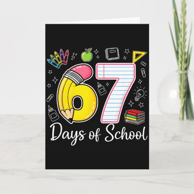Cartão 67th Day Of School 67 Six Seven Math Teacher Kids  (Frente)