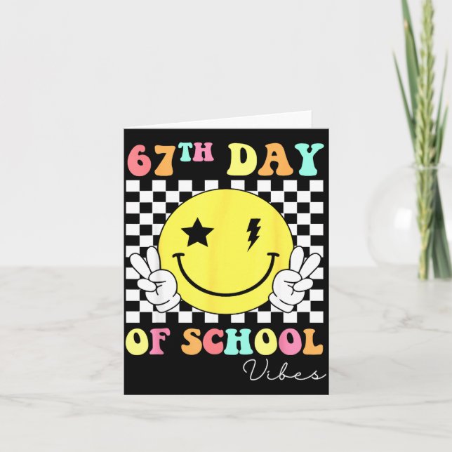 Cartão 67th Day Of School Smile Face 67 Six Seven Meme Gi (Frente)