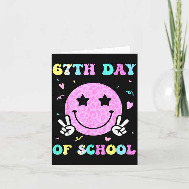 Cartão 67th Day Of School Smile Face Six Seven Meme Girls (Frente)