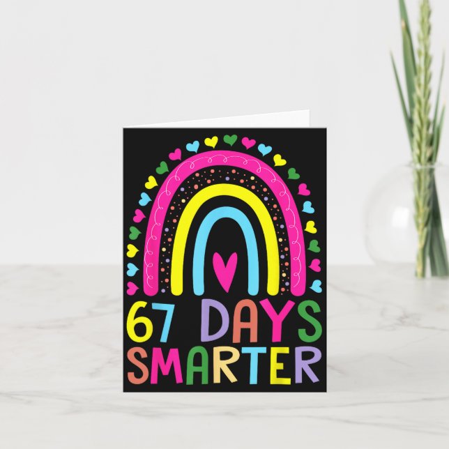 Cartão 67th Day Of School Teacher 67 Days Smarter Rainbow (Frente)