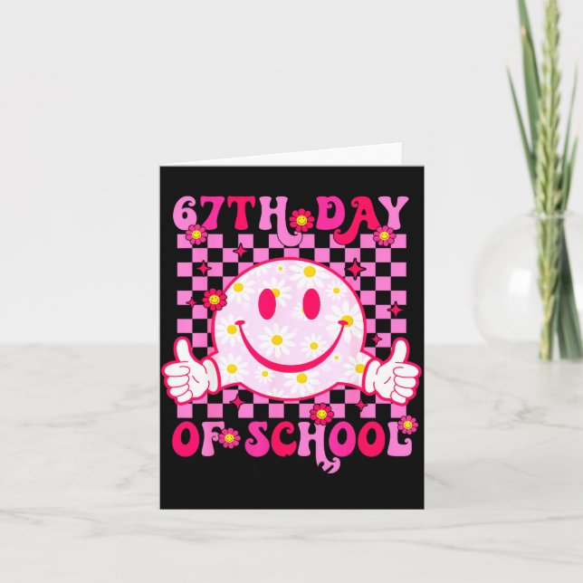 Cartão 67th Day Of School Vibes 67 Meme Cute Smile Face T (Frente)