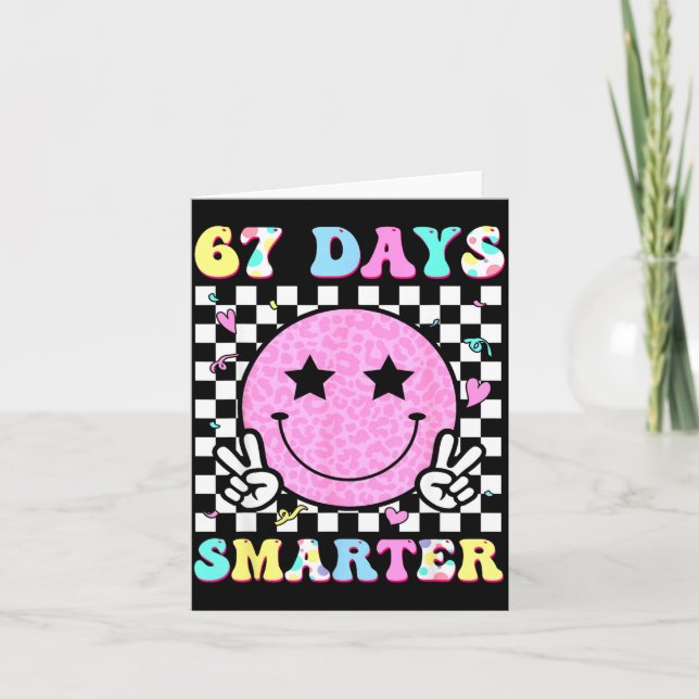 Cartão 67th Days Smarter Smile Face 67 Days School Teache (Frente)