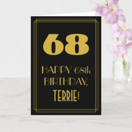 Cartão 68.º aniversário - Art Deco Inspirou "68" & Nome