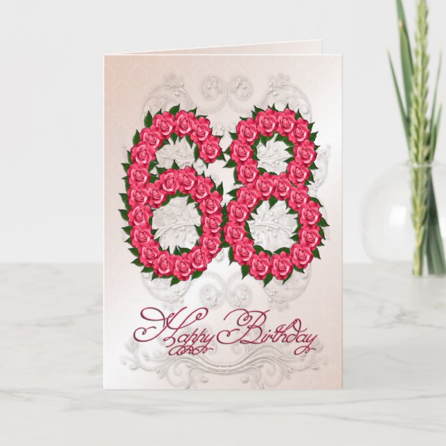 Cartão 68th birthday card with roses and leaves (Frente)