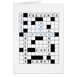 Cartão 68th Birthday, Crossword Puzzle Birthday Card