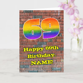 Cartão 69º aniversário: Arco-Íris 69 inspirado em Grafite