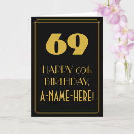 Cartão 69º Aniversário ~ Arte Deco Inspirou "69" & Nome