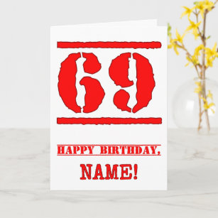 Cartão 69º aniversário: Diversão, Carimbo de Borracha Ver