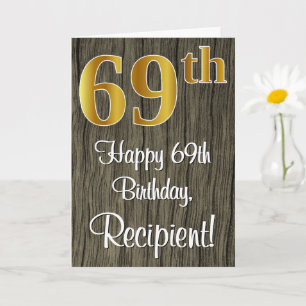 Cartão 69º Aniversário: Elegante com Estilo Falso Dourado