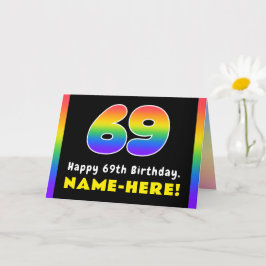 Cartão 69.º aniversário: Arco-Íris Colorido nº 69, Nome P