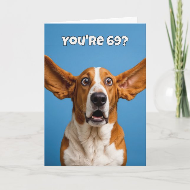 Cartão 69th Birthday Basset Hound Dog Humor (Frente)
