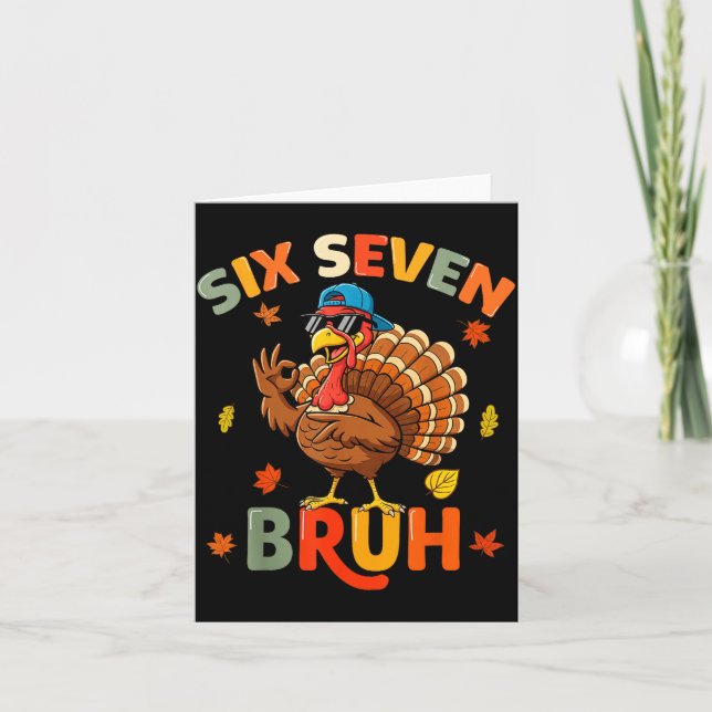 Cartão 6 7 Bruh Thanksgiving Shirts Boys Kids Funny Turke (Frente)