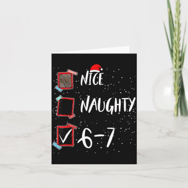 Cartão 6 7 Christmas 6-7 Meme Nice Naughty Brain Rot Gen  (Frente)
