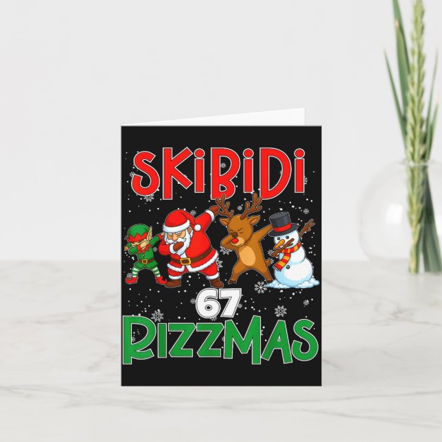 Cartão 6 7 Christmas Skibidi Rizzmas 67 Meme Gen Alpha Sl (Frente)