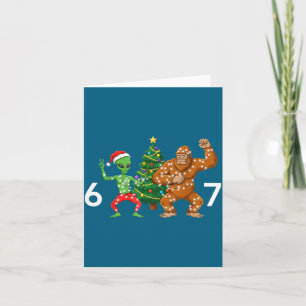 Cartão 6 7 Meme Natal Alien Sasquatch Seis Sete Diversão