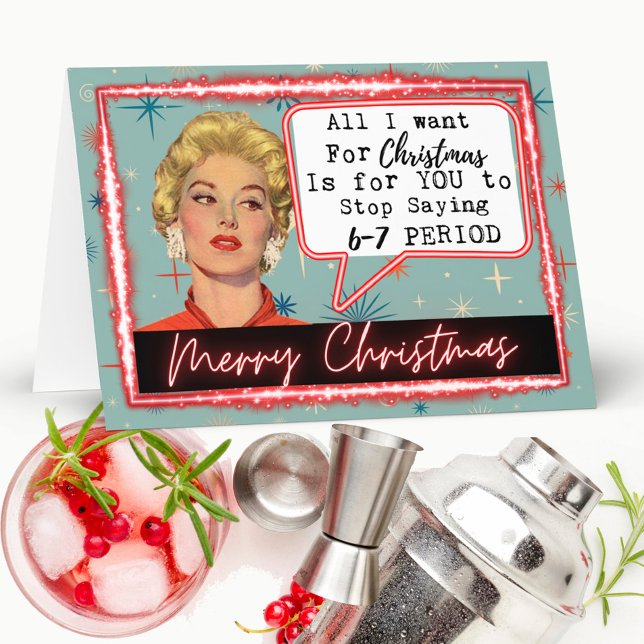 Cartão 6 -7 Meme - Retro Christmas Card - Funny - Bestie (Criador carregado)