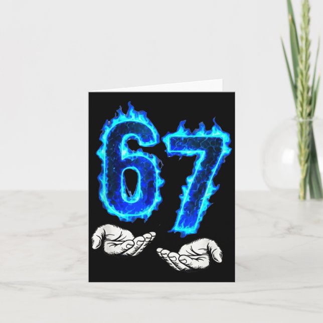 Cartão 6 7 Meme Six Seven 67 Hands Meme Funny Men Girls B (Frente)