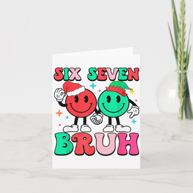 Cartão 6 7 Meme Six Seven Xmas Funny 67 Christmas Boys Gi (Frente)