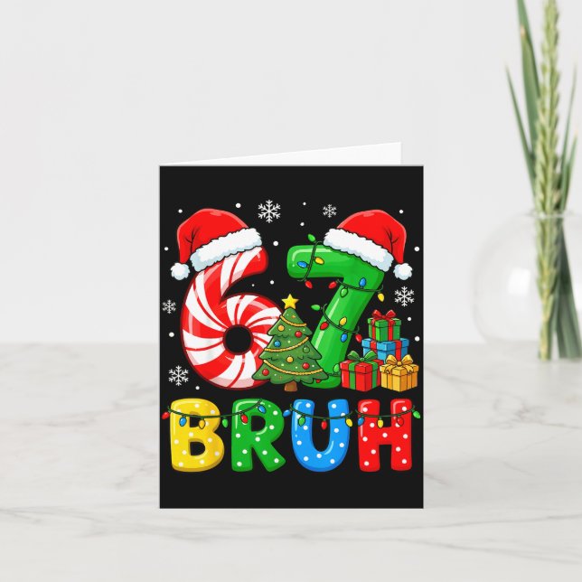 Cartão 6 7 Pajamas Six Seven Matching Ugly Christmas 67 G (Frente)