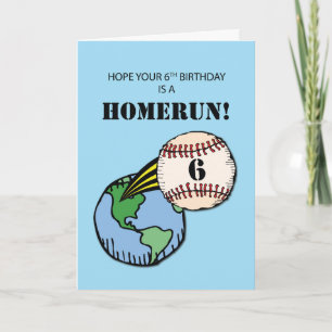 Cartão 6 Birthday Boy Baseball Home Run Out of World