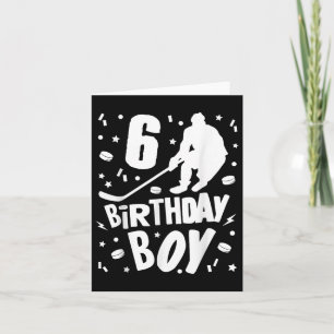 Cartão 6 Birthday Boy Ice Hockey Kids 6 Anos Festa