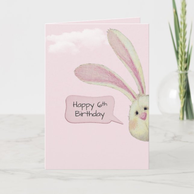 Cartão 6 Birthday Bunny A Rosa (Frente)