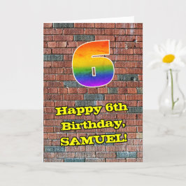 Cartão 6 de aniversário: Arco-Íris 6 inspirado no Grafite
