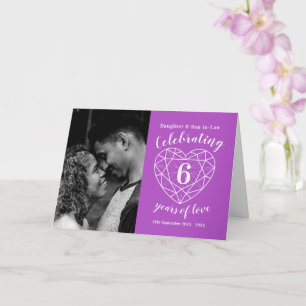 Cartão 6 de Aniversário de Casamento, coração roxo ame