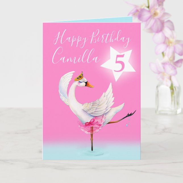 Cartão 6 de swan personalizado (Orquídea)